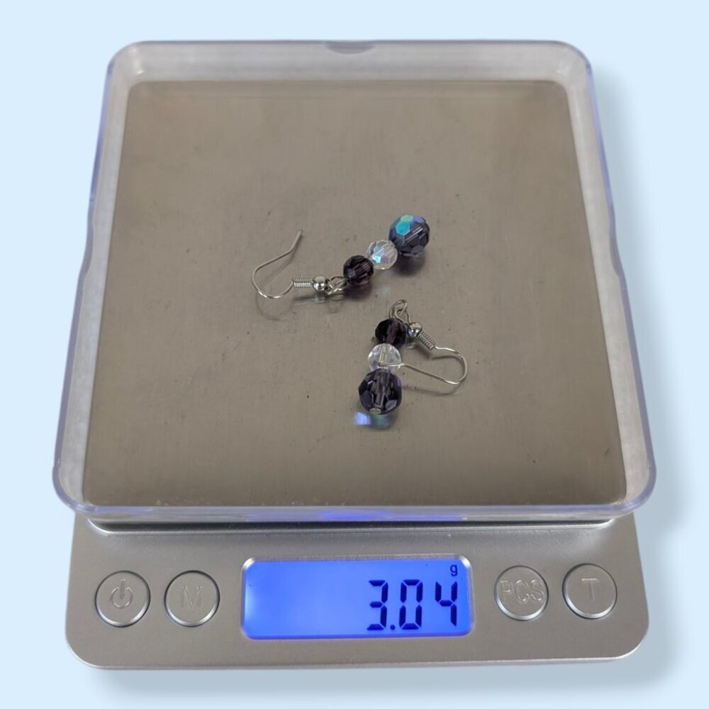 Dangling Faceted AB Stone Earrings - Picture 4 of 4